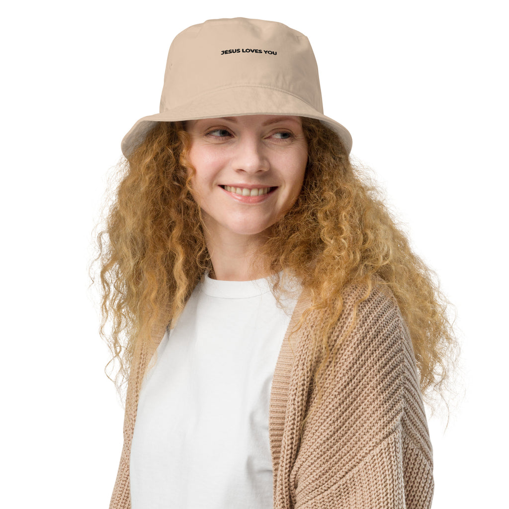 Organic bucket hat Jesus loves you